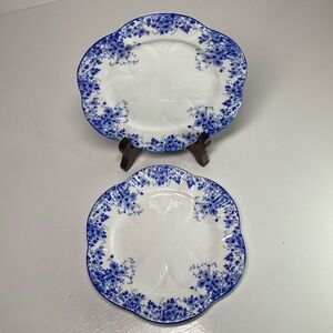 Dainty Blue Bread and Butter Plates by Shelley- Lot of 2